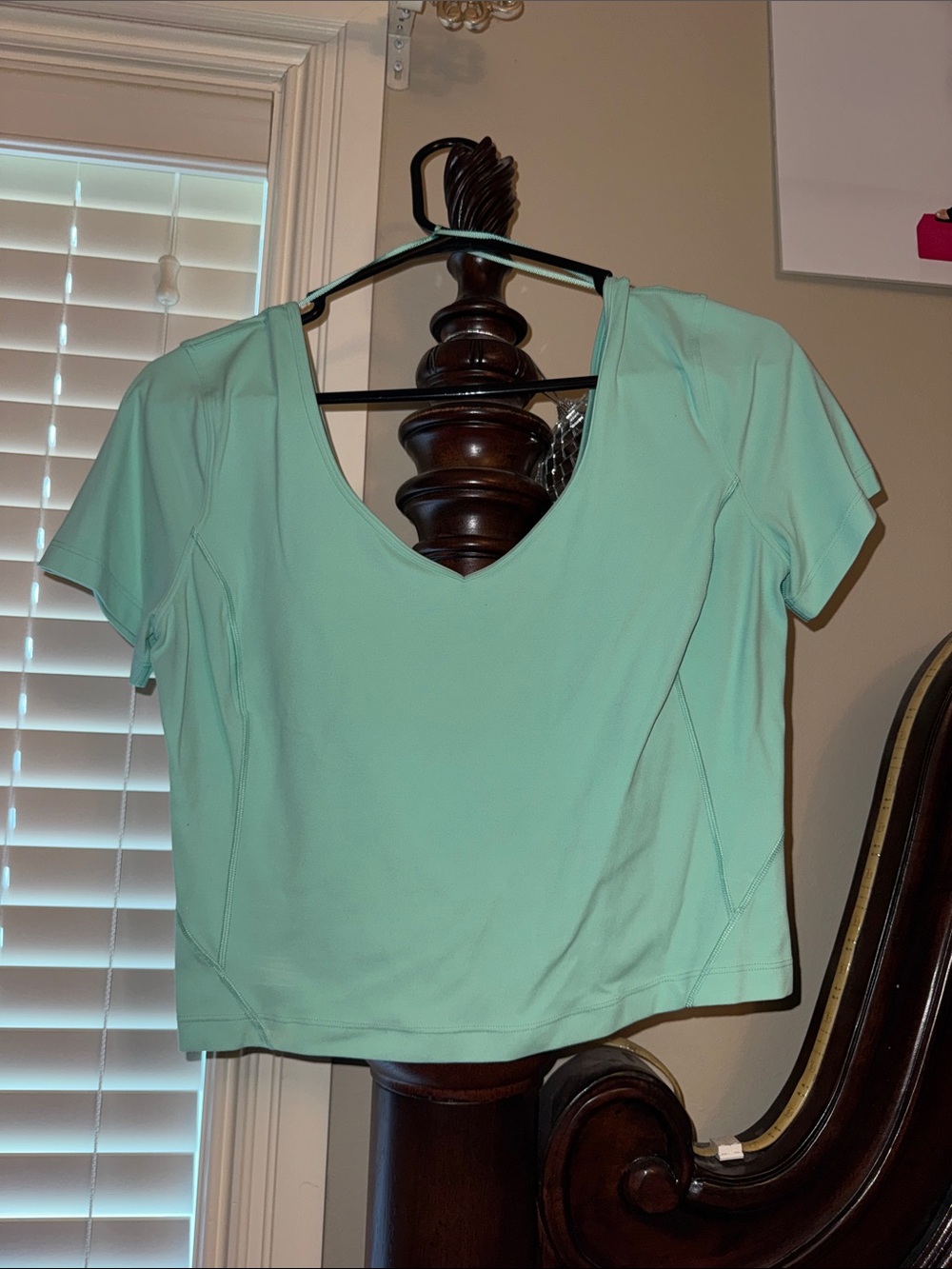 Women's Lulu Mint Green Align Short Sleeve V-Neck Top